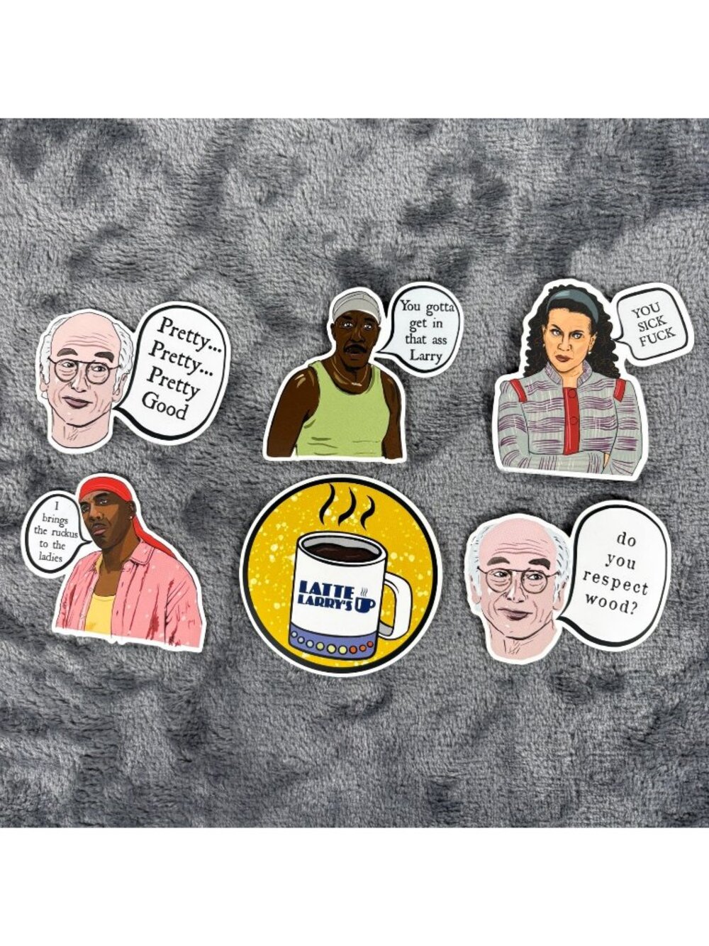 Set of 6 Curb Your Enthusiasm Stickers Larry David Leon HBO TV Comedy Decals